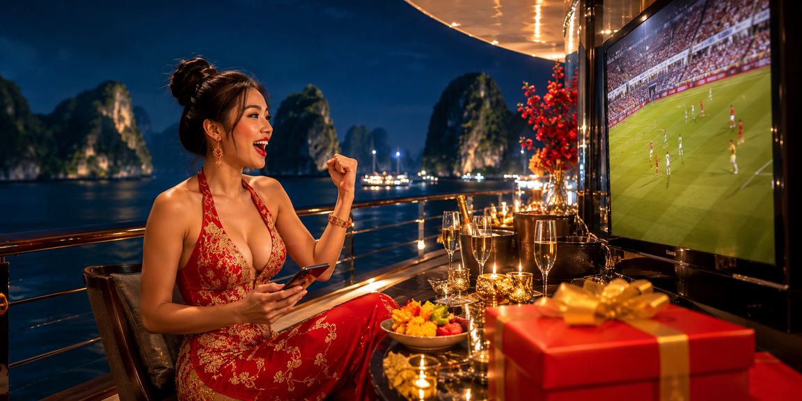 Khung cảnh vịnh Hạ Long trong mùa lễ hội thể thao, người dùng trải nghiệm cá cược trực tuyến qua điện thoại